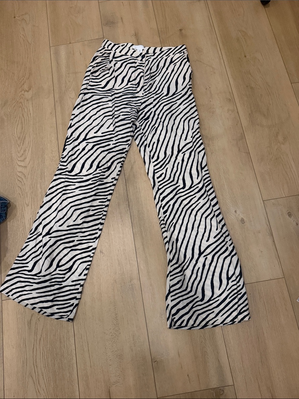 H&M Zebra Print Wide-Leg Pants - Black & White